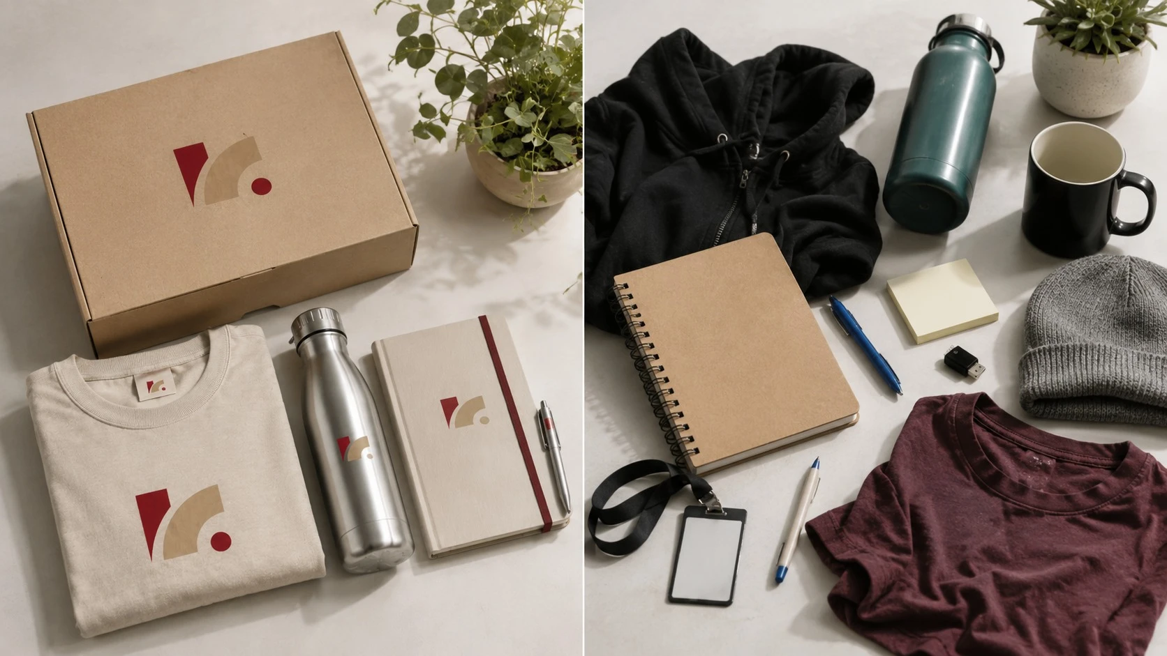 Comparación entre un kit de bienvenida coordinado y un conjunto de artículos desordenados e inconexos