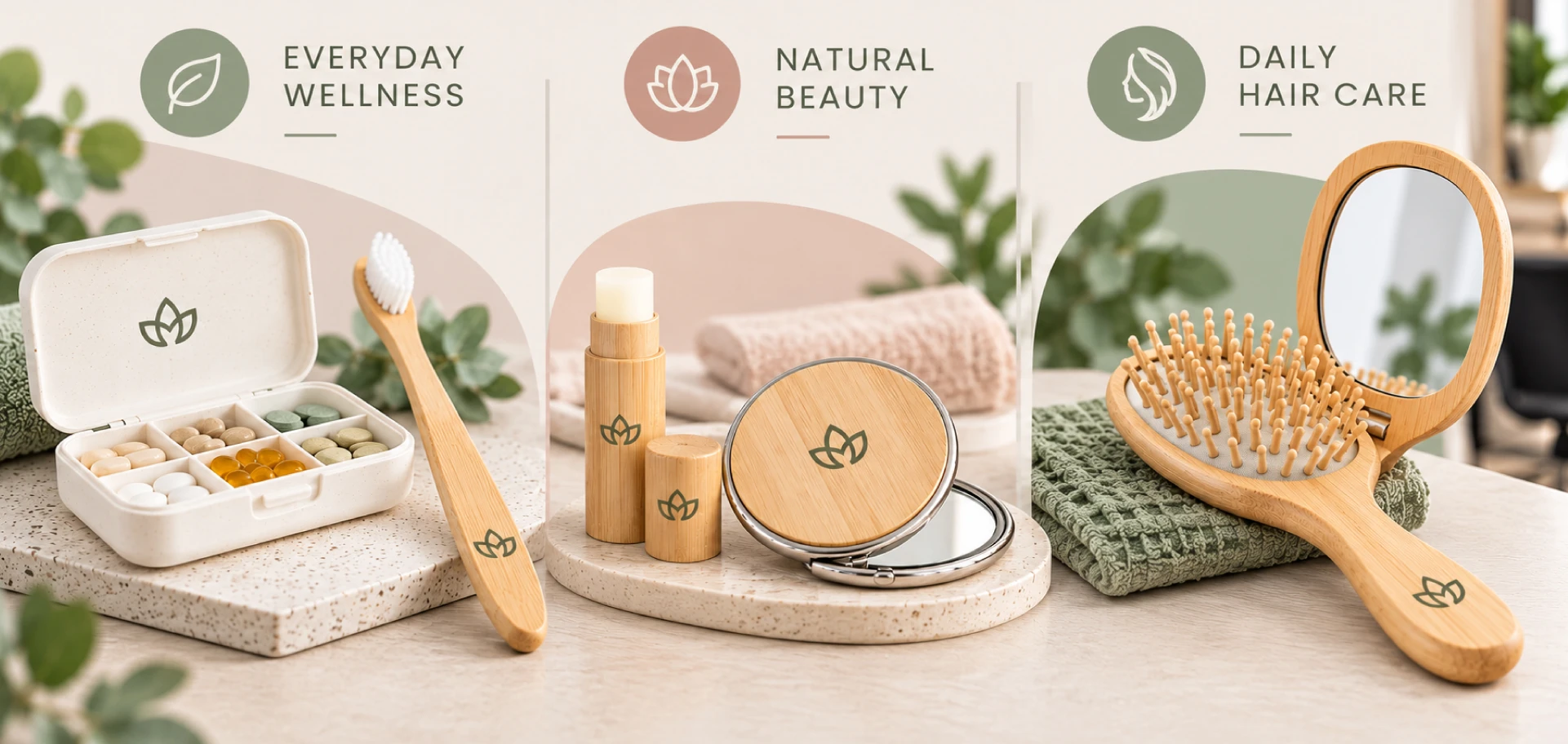 Gadget personalizzati per farmacie, centri estetici e parrucchieri: porta pillole, spazzolino, balsamo labbra, specchietto e spazzola con logo
