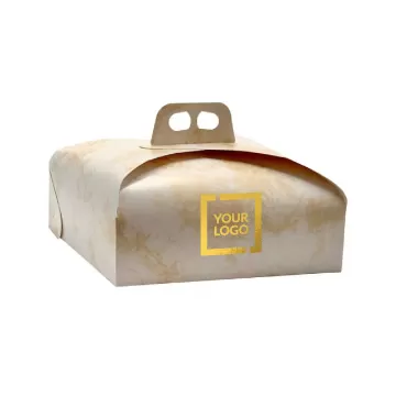 Scatole per torte personalizzate con logo della pasticceria su due lati