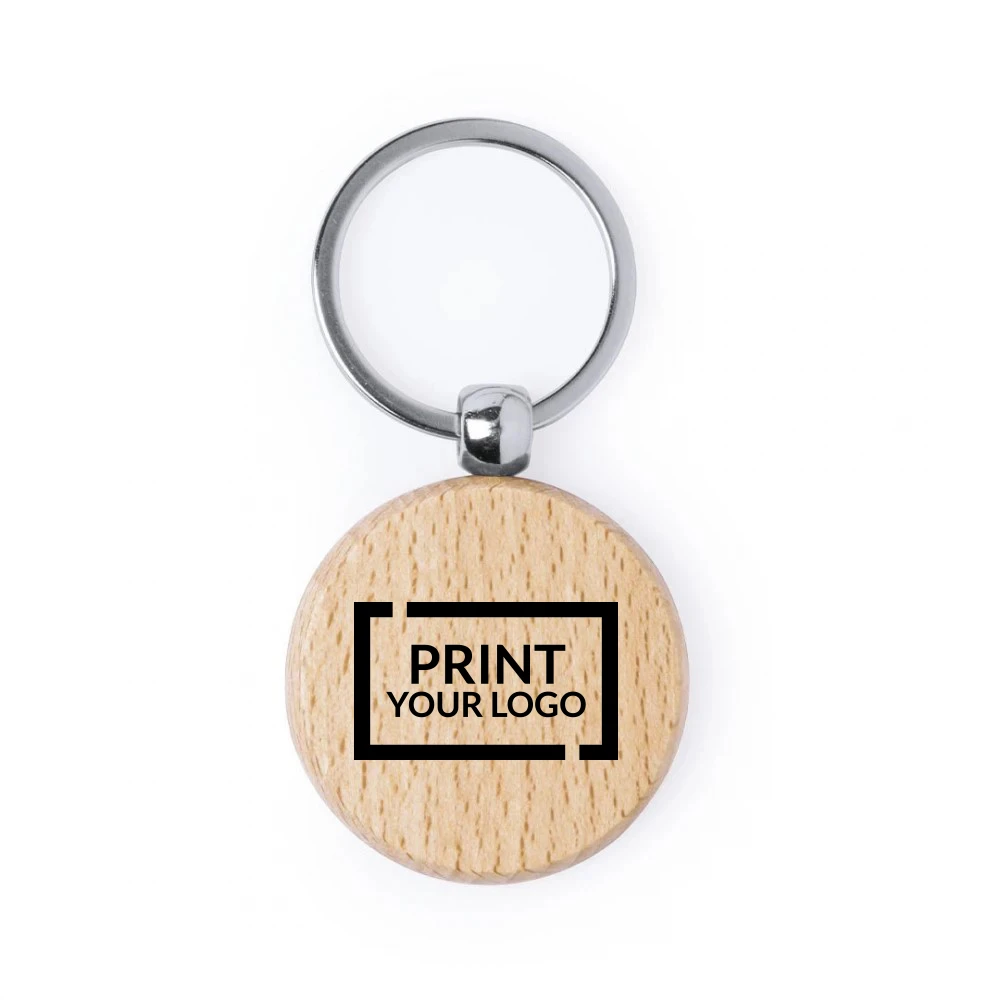 Portachiavi in legno di faggio naturale con incisione personalizzata